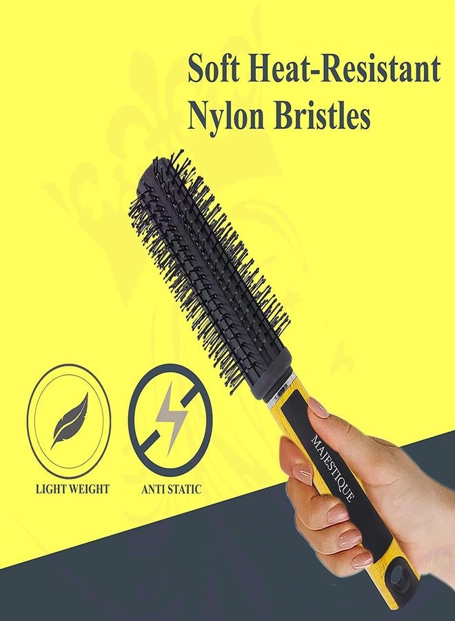Majestique Round Hair Brush With Round Ball-Tip Ultra Soft Nylon Bristles for Blow Drying & Styling | Anti-Frizz Detangling Roller Hair Brush for Curly, Thick, Long, Wet & Dry Hair | Unisex Hairbrush for Men & Women. - Image 5