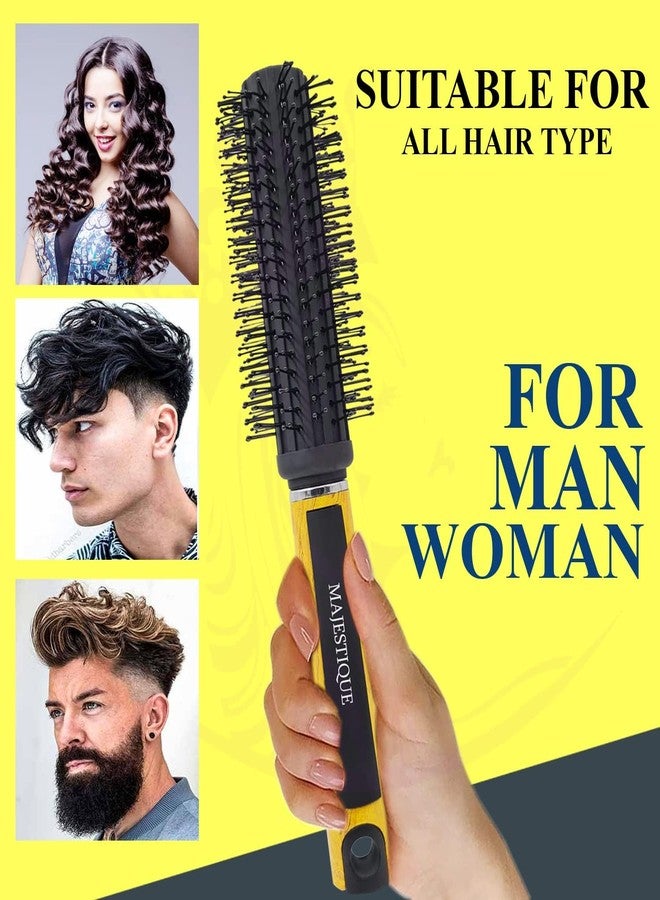 Majestique Round Hair Brush With Round Ball-Tip Ultra Soft Nylon Bristles for Blow Drying & Styling | Anti-Frizz Detangling Roller Hair Brush for Curly, Thick, Long, Wet & Dry Hair | Unisex Hairbrush for Men & Women. - Image 4