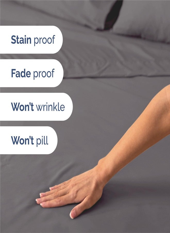 سي جي كيه إنليمتد طقم ملاءات سرير كينج سايز مكون من 4 قطع - طقم ملاءات سرير مريح، يسمح بمرور الهواء، ويمنح شعورًا بالبرودة - مفروشات فاخرة مناسبة للفنادق للنساء والرجال والأطفال والمراهقين والفتيان والفتيات - جيوب عميقة، فائقة النعومة، مقاومة للتجاعيد - معتمد من Oeko-Tex - رمادي داكن - Image 5