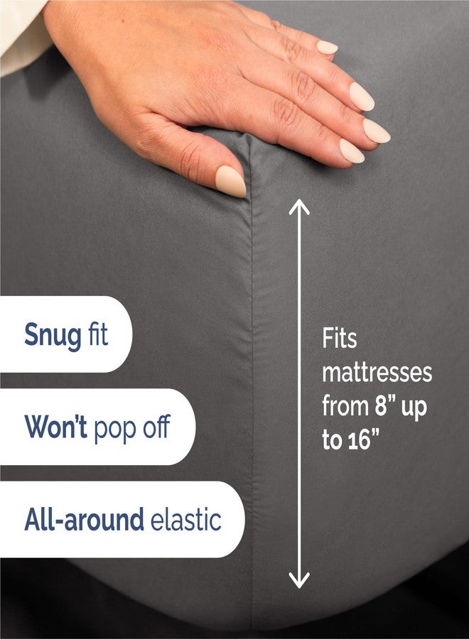 سي جي كيه إنليمتد طقم ملاءات سرير كينج سايز مكون من 4 قطع - طقم ملاءات سرير مريح، يسمح بمرور الهواء، ويمنح شعورًا بالبرودة - مفروشات فاخرة مناسبة للفنادق للنساء والرجال والأطفال والمراهقين والفتيان والفتيات - جيوب عميقة، فائقة النعومة، مقاومة للتجاعيد - معتمد من Oeko-Tex - رمادي داكن - Image 3