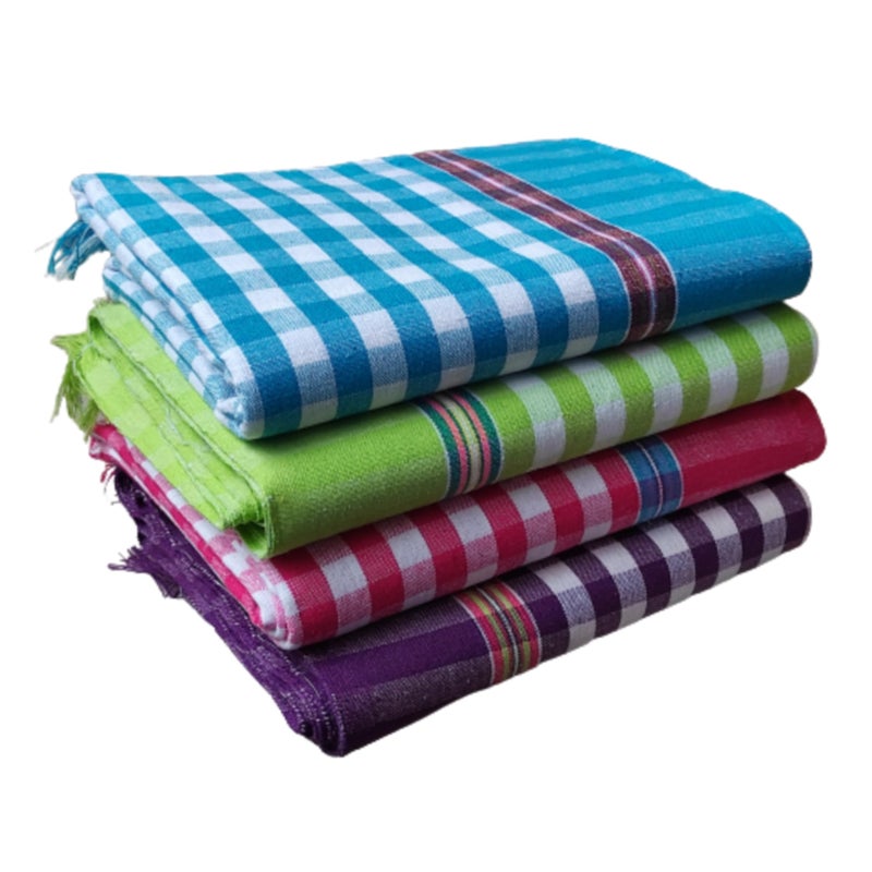 VUNNAVA Handloom 100% Pure Cotton Towels XXXL Size 36/72Inch(90/180cm) 3/6feet Heavy Quality (Multicolour Pack of 4) - Image 2