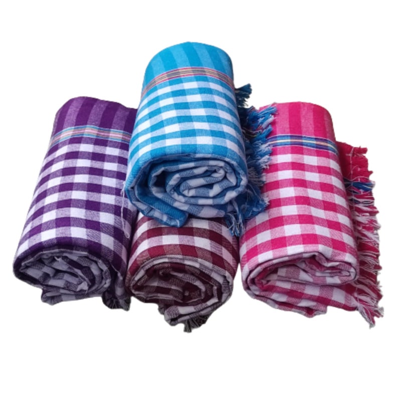 VUNNAVA Handloom 100% Pure Cotton Towels XXXL Size 36/72Inch(90/180cm) 3/6feet Heavy Quality (Multicolour Pack of 4) - Image 3