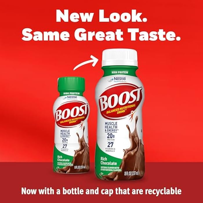 Boost مشروب BOOST عالي البروتين جاهز للشرب متوازن غذائيًا، شوكولاتة غنية، 8 أونصة سائلة (عبوة من 12) - Image 3