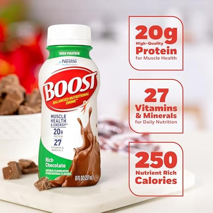 Boost مشروب BOOST عالي البروتين جاهز للشرب متوازن غذائيًا، شوكولاتة غنية، 8 أونصة سائلة (عبوة من 12) - Image 5