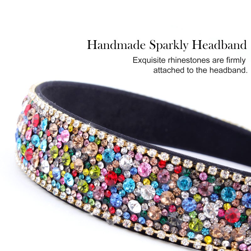 Wecoe Rhinestone Headband for Women - Crystal Bling Diamond Padded, Glitter Sparkly, Birthday Girl, Retro Hair Accessories - Gifts for Women Ladies (Mixed Color) - Image 2
