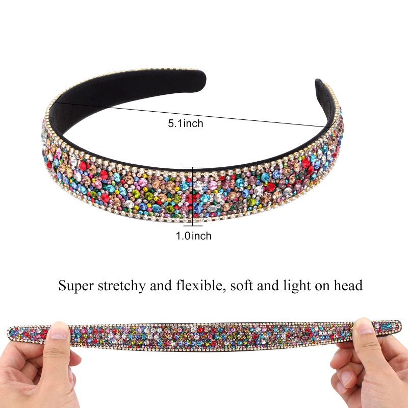 Wecoe Rhinestone Headband for Women - Crystal Bling Diamond Padded, Glitter Sparkly, Birthday Girl, Retro Hair Accessories - Gifts for Women Ladies (Mixed Color) - Image 4