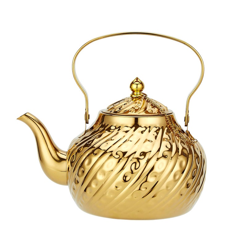 SANQIAHOME 2000ml stainless steel antique style teapotwith Infuser thickened boiling kettle lifting handleGold - Image 2