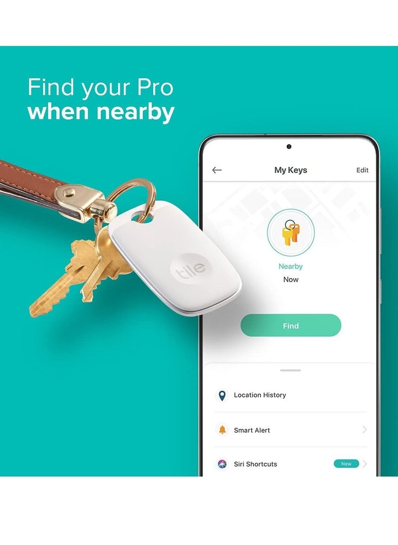 تايل - عبوة من قطعتين من Tile Pro (أسود/أبيض). جهاز تعقب بلوتوث قوي، مكتشف المفاتيح ومحدد موقع العناصر للمفاتيح والحقائب، نطاق يصل إلى 400 قدم. مقاوم للمياه. مكتشف الهاتف. متوافق مع iOS وAndroid، غطاء فقط - Image 1