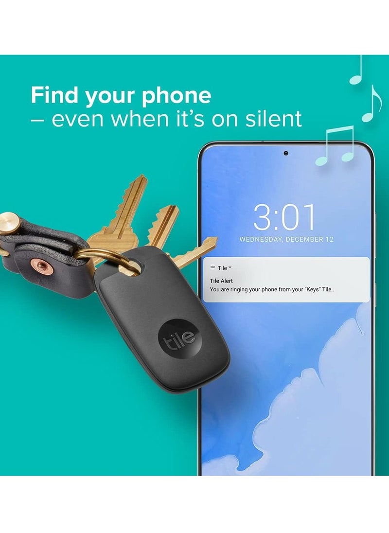 تايل - عبوة من قطعتين من Tile Pro (أسود/أبيض). جهاز تعقب بلوتوث قوي، مكتشف المفاتيح ومحدد موقع العناصر للمفاتيح والحقائب، نطاق يصل إلى 400 قدم. مقاوم للمياه. مكتشف الهاتف. متوافق مع iOS وAndroid، غطاء فقط - Image 1