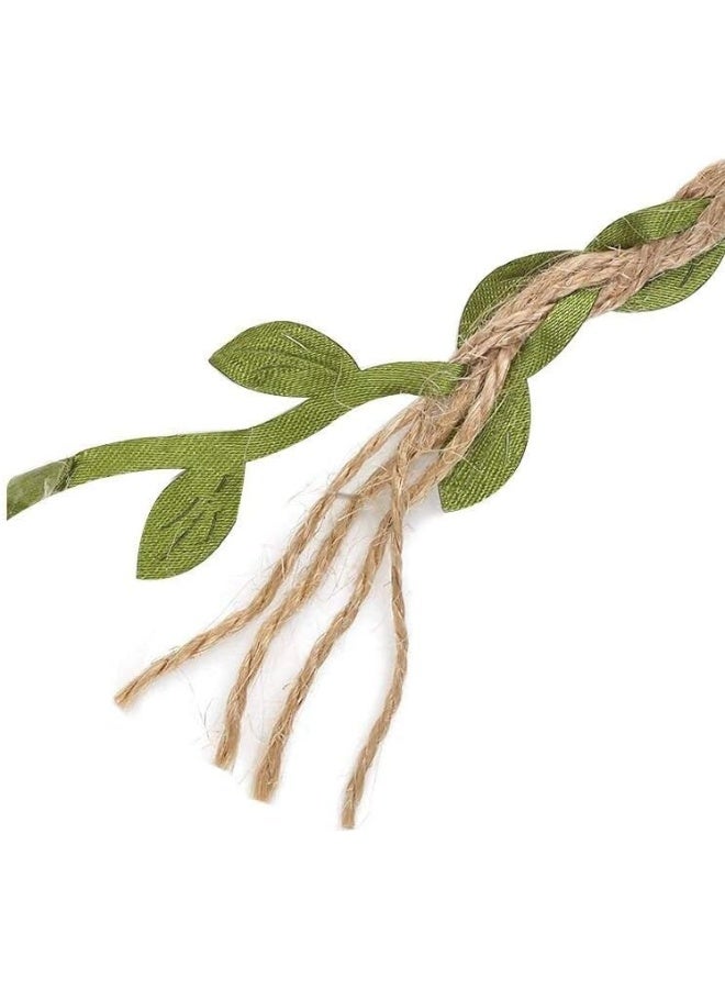 Tenn Well Burlap Leaf Ribbon, 132Feet 5mm Jute Twine Vine with Artificial Leaves for Crafts, Wedding, Jungle Party Decor (2PCS x 66Feet) - Image 4