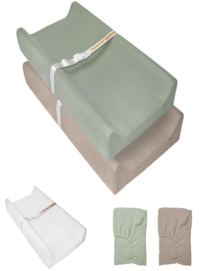 JVEOO Muslin Baby Changing Pad, 2 Pack Muslin Soft Cotton Covers & Waterproof Lining Foam Diaper Changing Table Pad 32" x 16.6" Mat for Dressers & Table - Image 1