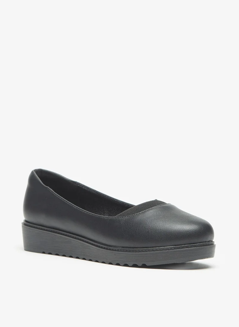 Flora Bella By Shoexpress Women Solid Round Toe Ballerina Shoes with Gusset Detail and Heels