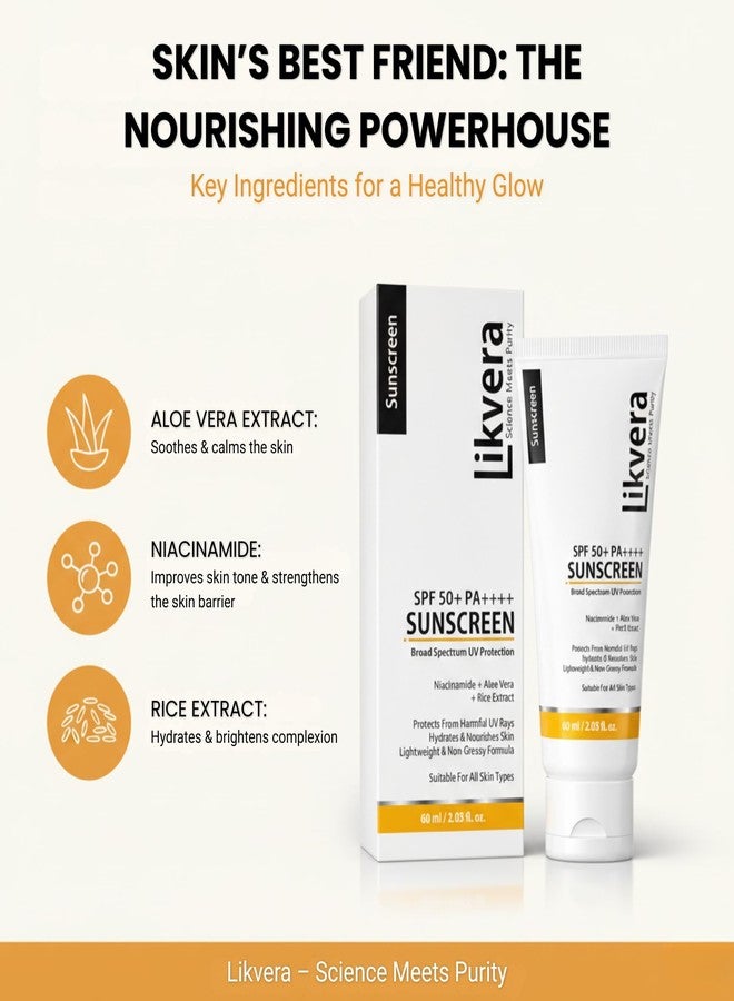 واقي شمس ليكفيرا SPF 50+ PA++++ للوجه والجسم | حماية واسعة النطاق من الأشعة فوق البنفسجية UVA/UVB | خفيف الوزن، غير دهني ومرطب | مع النياسيناميد، والصبار، ومستخلص الأرز | مناسب لجميع أنواع البشرة | 60 مل - Image 4