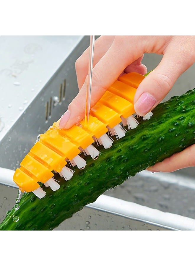 Openfly Flexible Vegetable Brush Fruit and Vegetable Brushes, Vegetable/Fruit Peeler with Brush Bendable Fruit Brush Scrubber for Food Veggies Carrot Potato Corn, 5 Pcs - Image 3