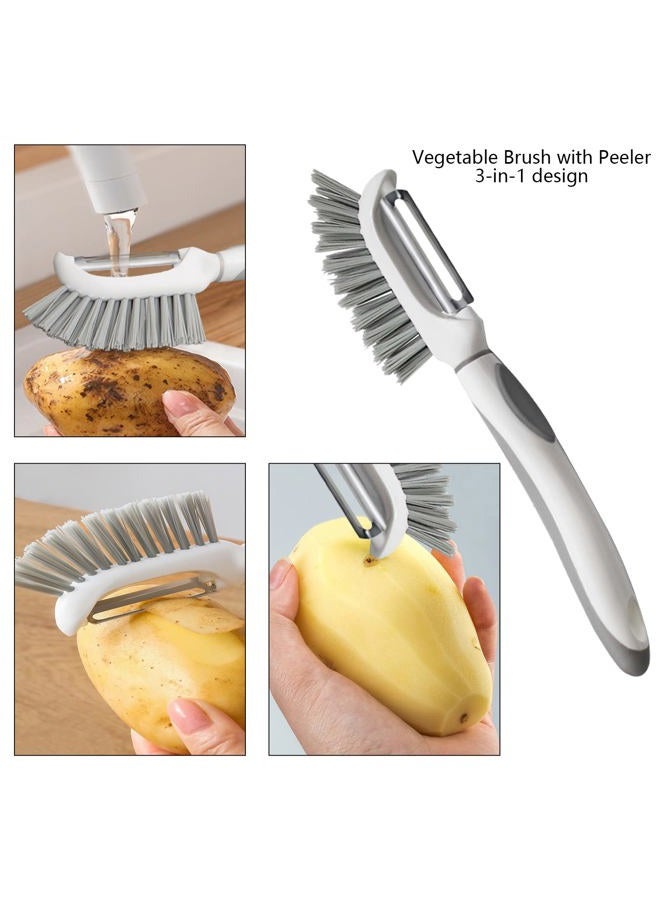 Openfly Flexible Vegetable Brush Fruit and Vegetable Brushes, Vegetable/Fruit Peeler with Brush Bendable Fruit Brush Scrubber for Food Veggies Carrot Potato Corn, 5 Pcs - Image 2