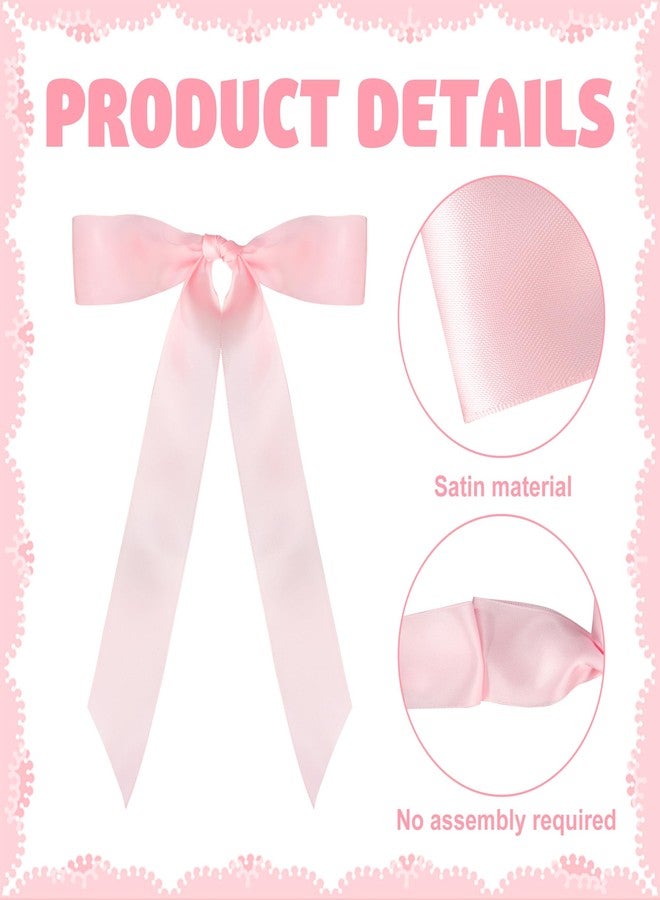 Maniaacer 2 PCS Pink Bow Garland Banner Pink Bow Ribbon Banner Ribbon Bows Party Decorations for Bridal Shower Wedding Coquette Birthday Girls Bows Theme Party Decor - Image 3