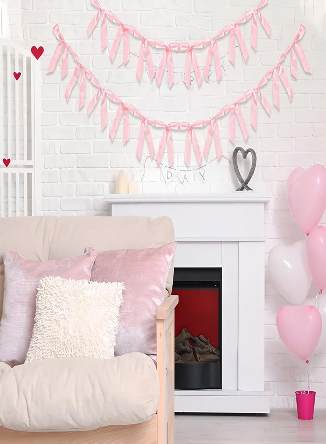 Maniaacer 2 PCS Pink Bow Garland Banner Pink Bow Ribbon Banner Ribbon Bows Party Decorations for Bridal Shower Wedding Coquette Birthday Girls Bows Theme Party Decor - Image 4
