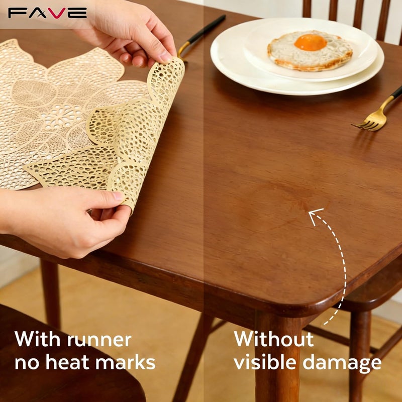 FAVE Gold Table Runners 36 Inches Valentines Day Decorations Flower Shaped Table Runner Waterproof Washable for Wedding, Banquet, Birthday,Party,Restaurant(Gold Flower Shaped) - Image 4