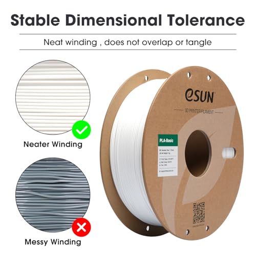 eSUN PLA Basic Filament 1.75mm, 3D Printer Filament High Speed PLA for Fast Printing, 1KG Spool (2.2 LBS) 3D Printing Filament for High Speed 3D Printers, White - Image 2