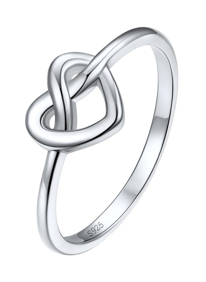 Silvora 925 Sterling Silver Knot Ring Promise Ring Heart Love Rings for Women Band Ring Size 11 - Image 1