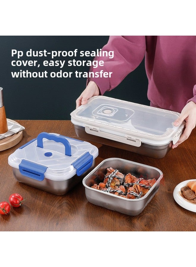 Stainless Steel Preservation Box Sealed Storage Box Portable Salad Box With Handle Lunch Box Refrigerator Freezer Box Square Box-Specifications:Buckle 1800ml  - Image 5
