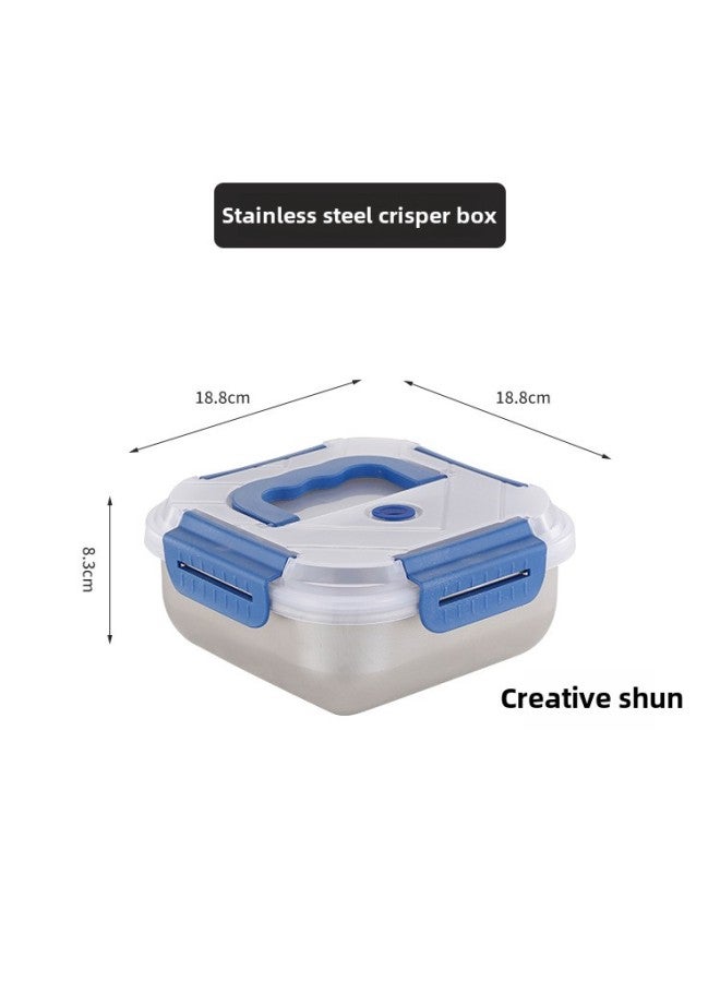Stainless Steel Preservation Box Sealed Storage Box Portable Salad Box With Handle Lunch Box Refrigerator Freezer Box Square Box-Specifications:Buckle 1800ml  - Image 1