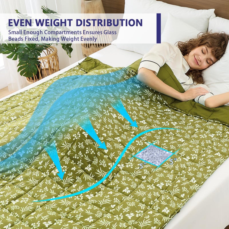 yescool Weighted Blanket for Adults (20 lbs, 60â€ x 80â€, Sage) Cooling Heavy Blanket for Sleeping Perfect for 190-210 lbs, Queen Size Breathable Blanket with Premium Glass Bead, Machine Washable - Image 3