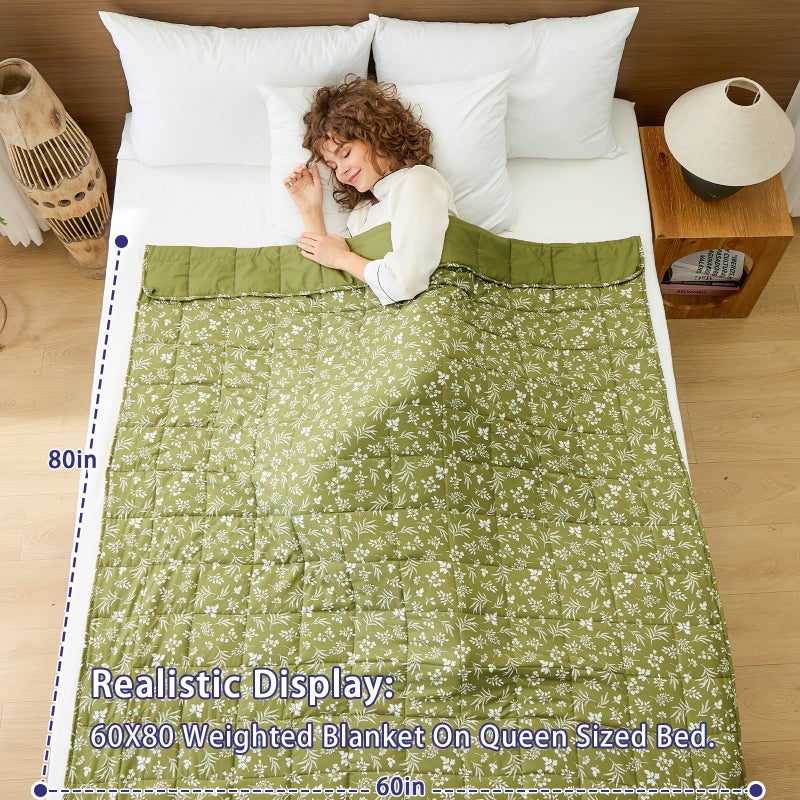 yescool Weighted Blanket for Adults (20 lbs, 60â€ x 80â€, Sage) Cooling Heavy Blanket for Sleeping Perfect for 190-210 lbs, Queen Size Breathable Blanket with Premium Glass Bead, Machine Washable - Image 2