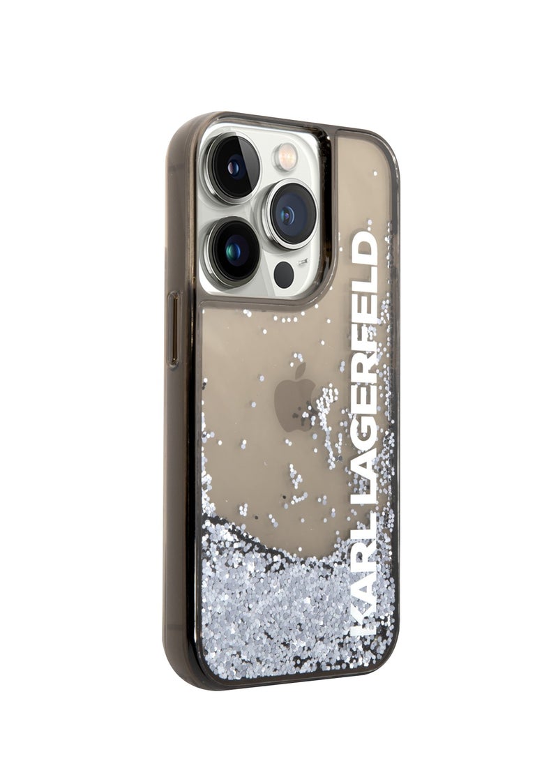 كارل لاغرفيلد Karl Lagerfeld Liquid Glitter Gradient Hard Case For iPhone 16 Pro Max - Black
