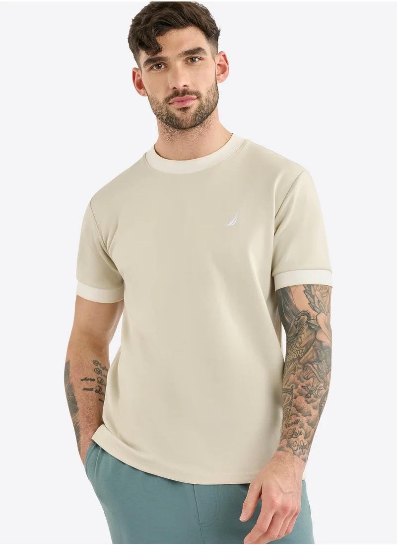 نوتيكا Men's Cotton Beige T-Shirt – Classic Essential for Casual Look