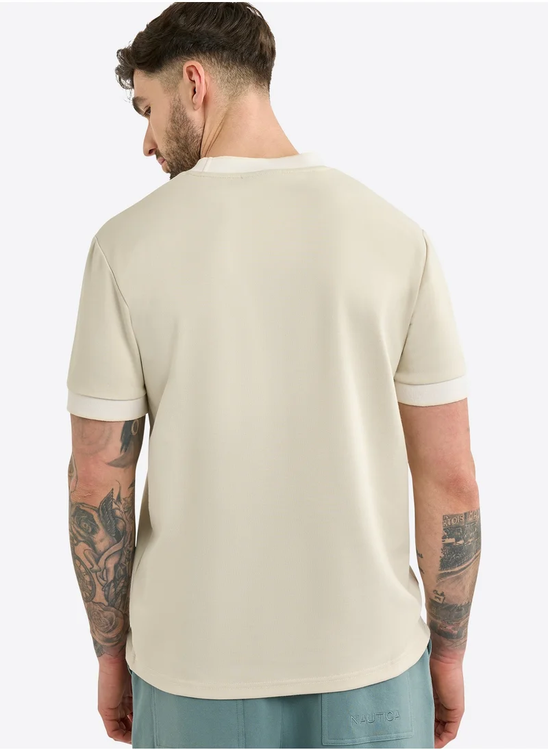 NAUTICA Men's Cotton Beige T-Shirt – Classic Essential for Casual Look