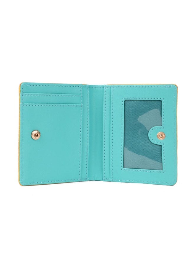 Chumbak Chumbak Women's Mini Wallet | Floral Typewriter Collection | Vegan Leather rectangle Wallet for Women | Ladies Purse with Button lock | Card & Currency Slots with Transparent ID Window - Yellow  - Image 4