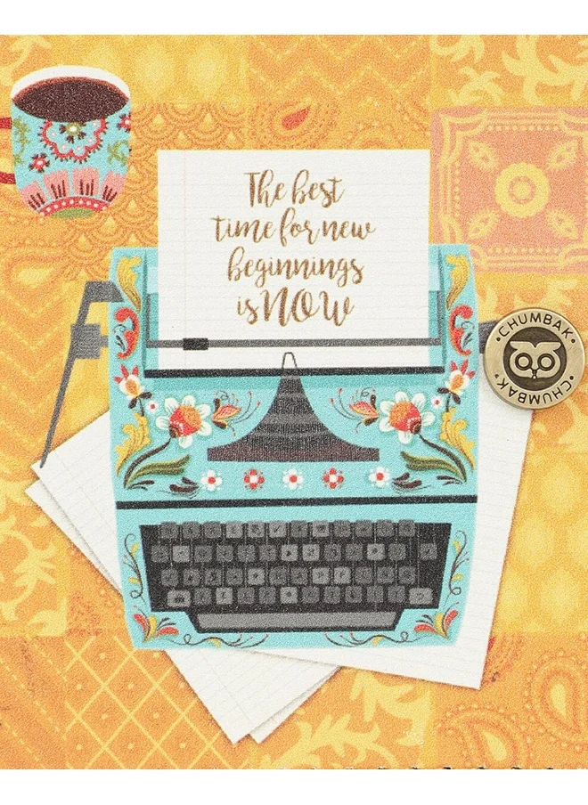 Chumbak Chumbak Women's Mini Wallet | Floral Typewriter Collection | Vegan Leather rectangle Wallet for Women | Ladies Purse with Button lock | Card & Currency Slots with Transparent ID Window - Yellow