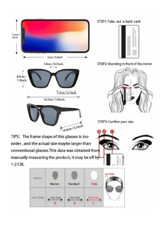 Shein 1 Pair Retro Black Classic Big Cat Eye Fashion Glasses, Fashion Accessory  - Image 4