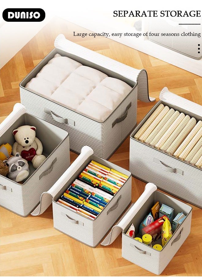 Arabest - 2 Pack Closet Storage Box with Zipper Lid, Dust Proof Attic Fabric Storage Box, Foldable Closet Storage Bins with Durable Handles, Wardrobe Clothes Organizer with Lid, Storage Basket for Seasonal Garment Organizer for Home, Closet, Office - Image 1