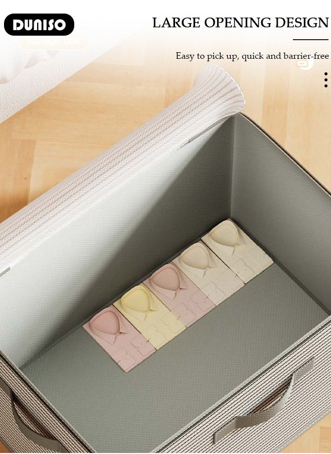 Arabest - 2 Pack Closet Storage Box with Zipper Lid, Dust Proof Attic Fabric Storage Box, Foldable Closet Storage Bins with Durable Handles, Wardrobe Clothes Organizer with Lid, Storage Basket for Seasonal Garment Organizer for Home, Closet, Office - Image 1