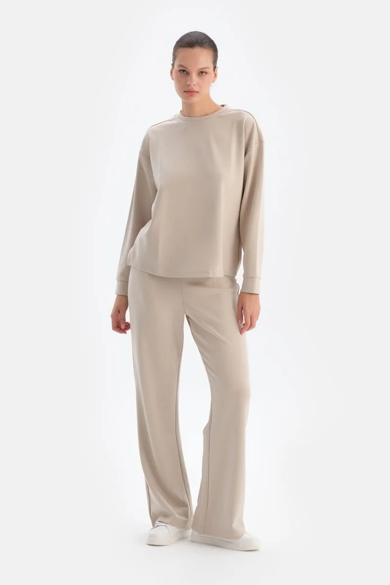 داجي Cream Hidden Zipper Modal Trousers