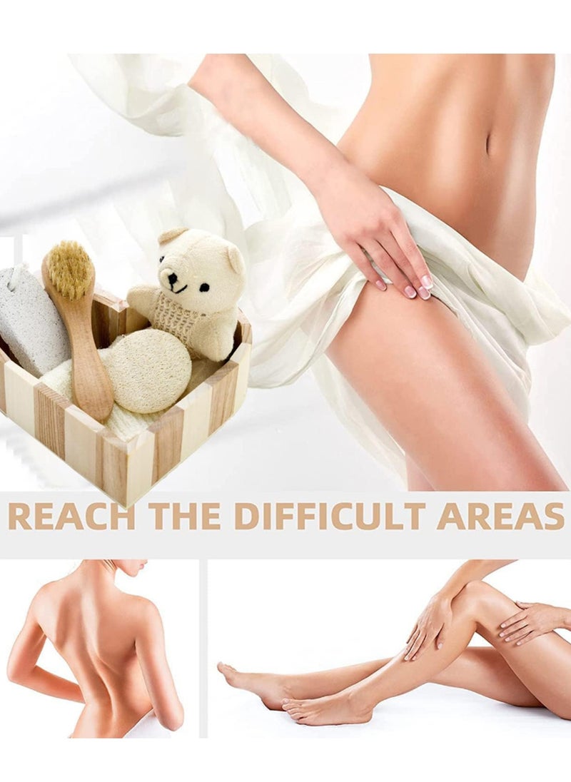 Sharpdo 5 In 1 Little Bear Bath Set Multifunctional Natural Bathing Set For Women Baby Kids Bath Accessories Set  - Image 4