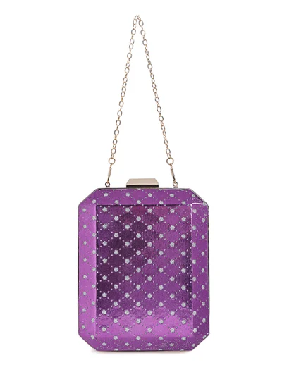 London Rag Purple Metallic Cut Out Clutch Bag
