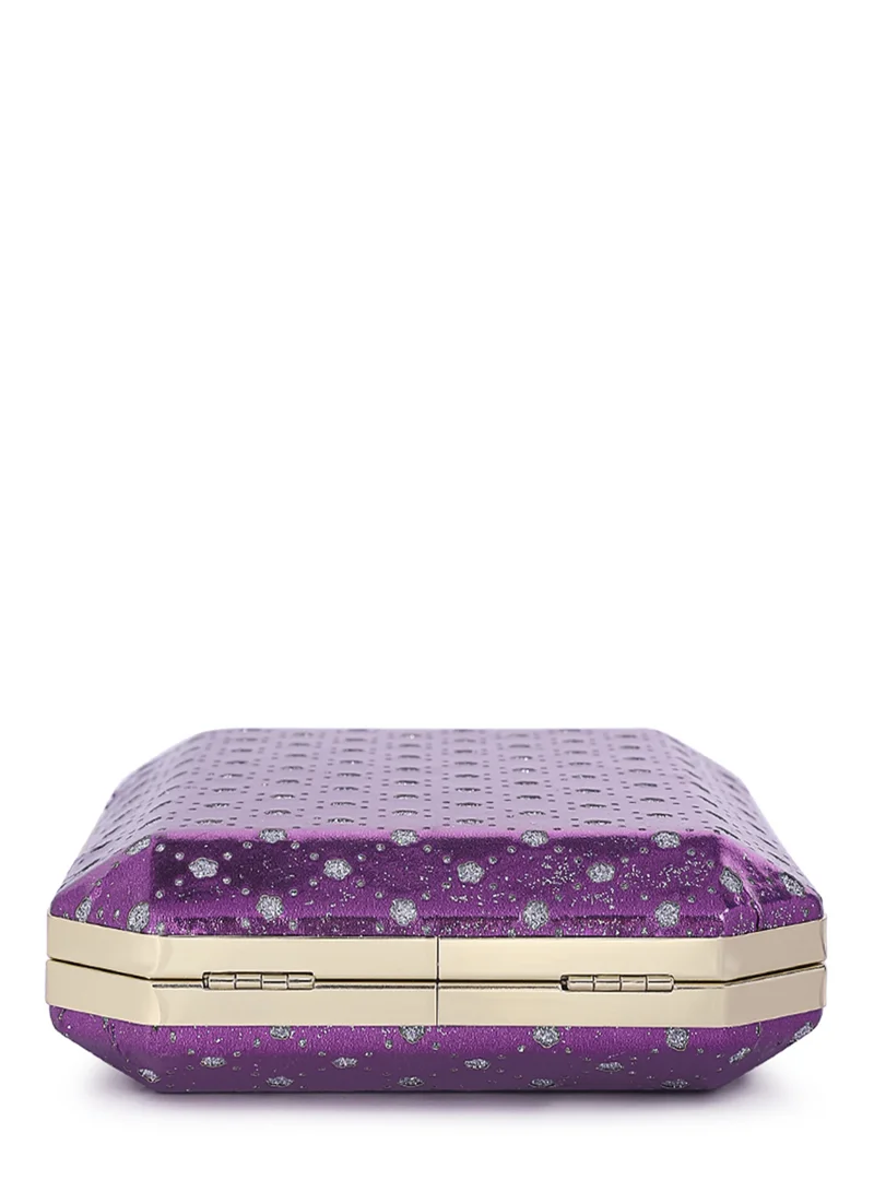 London Rag Purple Metallic Cut Out Clutch Bag