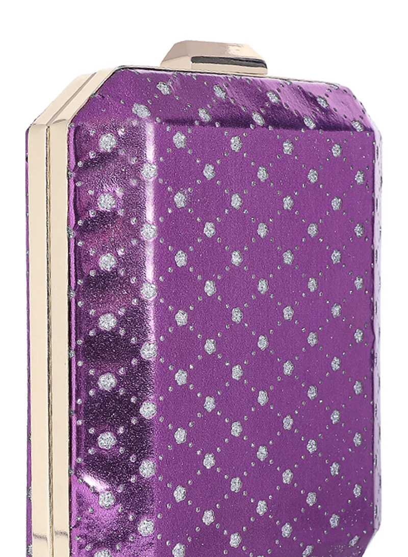 London Rag Purple Metallic Cut Out Clutch Bag