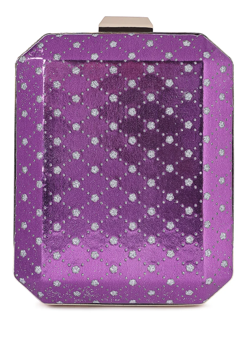 London Rag Purple Metallic Cut Out Clutch Bag