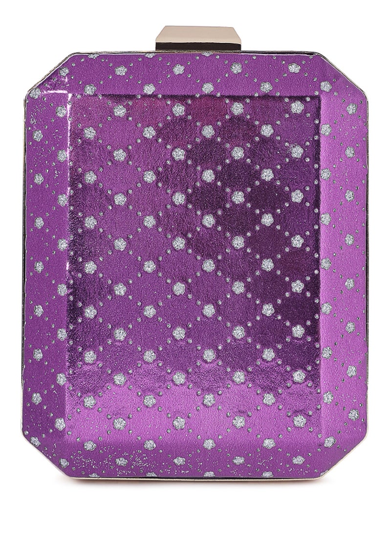 لندن راج حقيبة كلاتش معدنية أرجوانية مقطوعة - Image 3