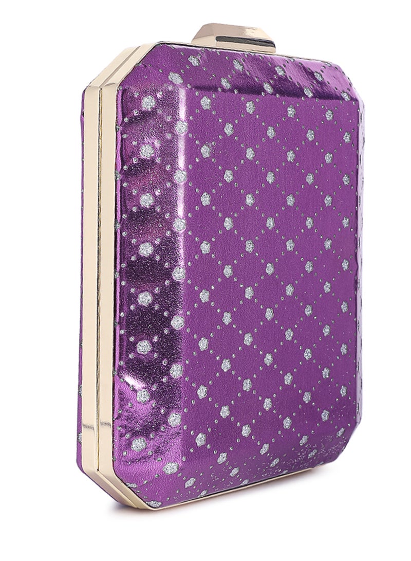 لندن راج حقيبة كلاتش معدنية أرجوانية مقطوعة - Image 2