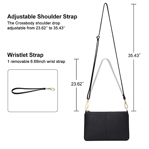 SENDEFN Leather Wristlet Clutch Small Women Crossbody Shoulder Bag Wallet Purses RIFD Card Slots - Image 3