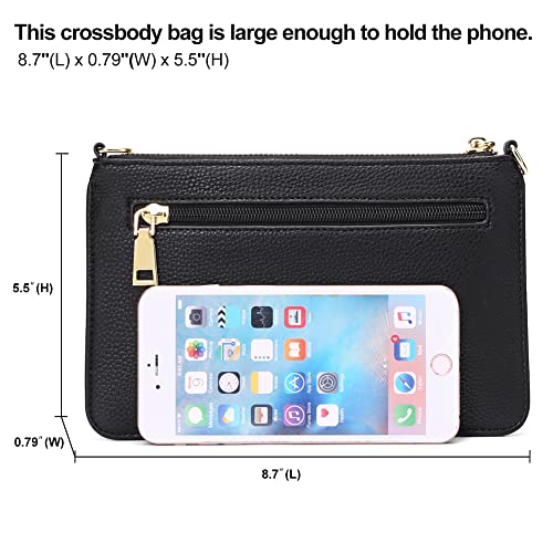 SENDEFN Leather Wristlet Clutch Small Women Crossbody Shoulder Bag Wallet Purses RIFD Card Slots - Image 5