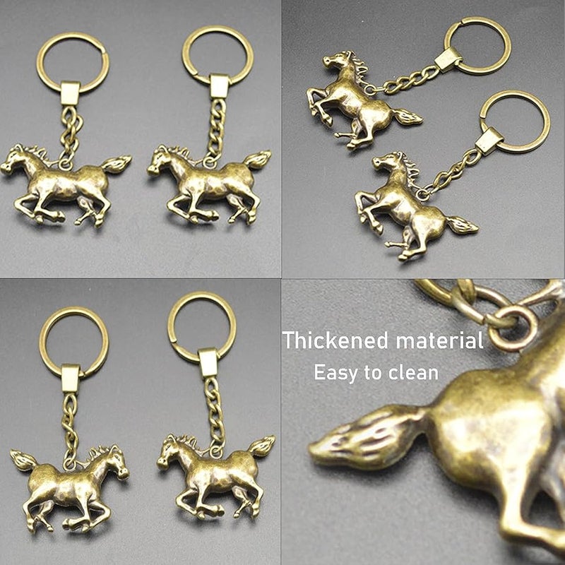 Yzikema 1 PCS Creative Zinc Alloy Horse Key Chain， Vintage Horse Keychain， Metal Animal KeyRing for Western Cowboy Women and Men Keyring Universal Size, Antique Brass, 3.76”x2”inches - Image 4