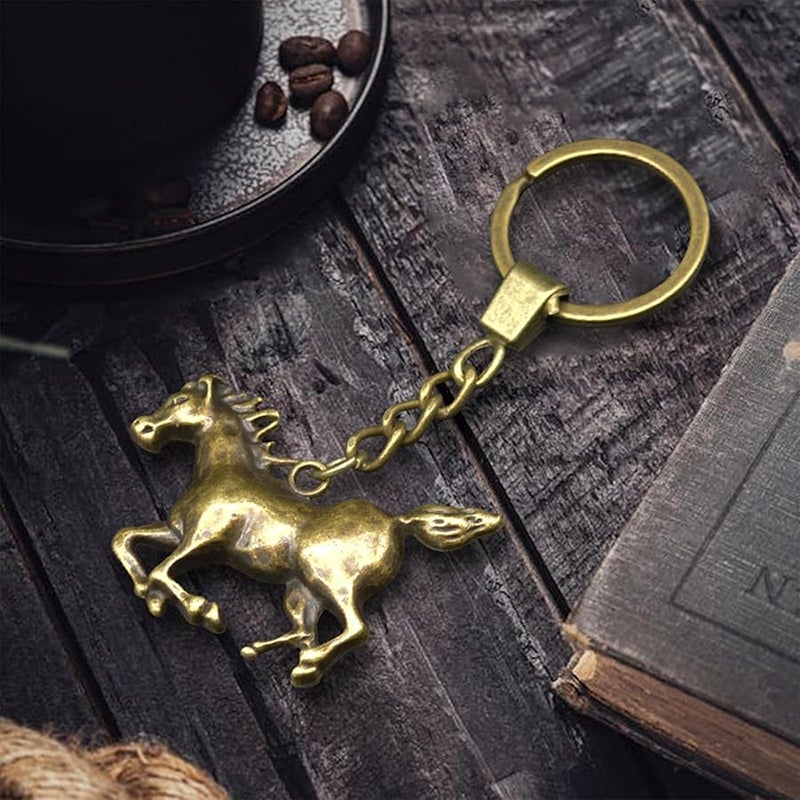 Yzikema 1 PCS Creative Zinc Alloy Horse Key Chain， Vintage Horse Keychain， Metal Animal KeyRing for Western Cowboy Women and Men Keyring Universal Size, Antique Brass, 3.76”x2”inches - Image 5