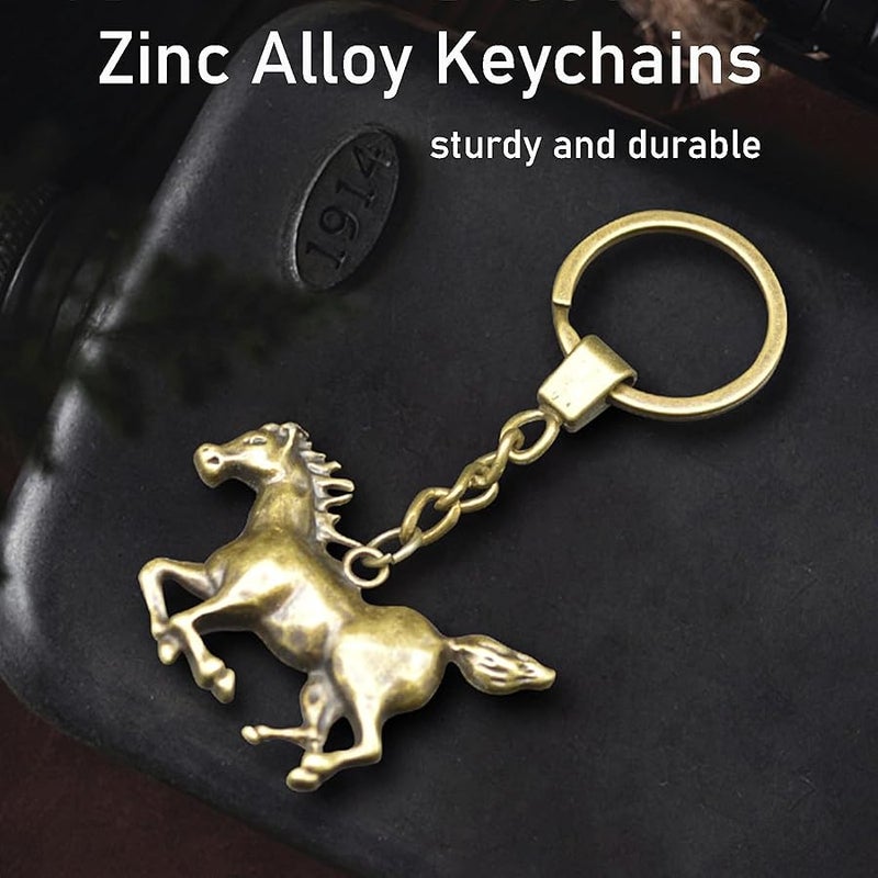 Yzikema 1 PCS Creative Zinc Alloy Horse Key Chain， Vintage Horse Keychain， Metal Animal KeyRing for Western Cowboy Women and Men Keyring Universal Size, Antique Brass, 3.76”x2”inches - Image 3