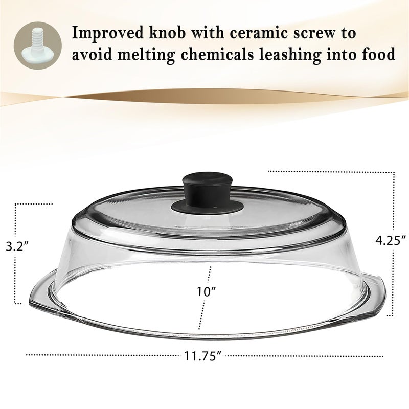 Le'raze Leâ€™raze Tall Glass Microwave Splatter Cover for Food - Cookware & Bakeware Serving Dish Cover, Plate Guard Lid with Easy Grip Silicone Handle Knob - 100% Food Grade BPA Free & Dishwasher Safe - 10in - Image 4